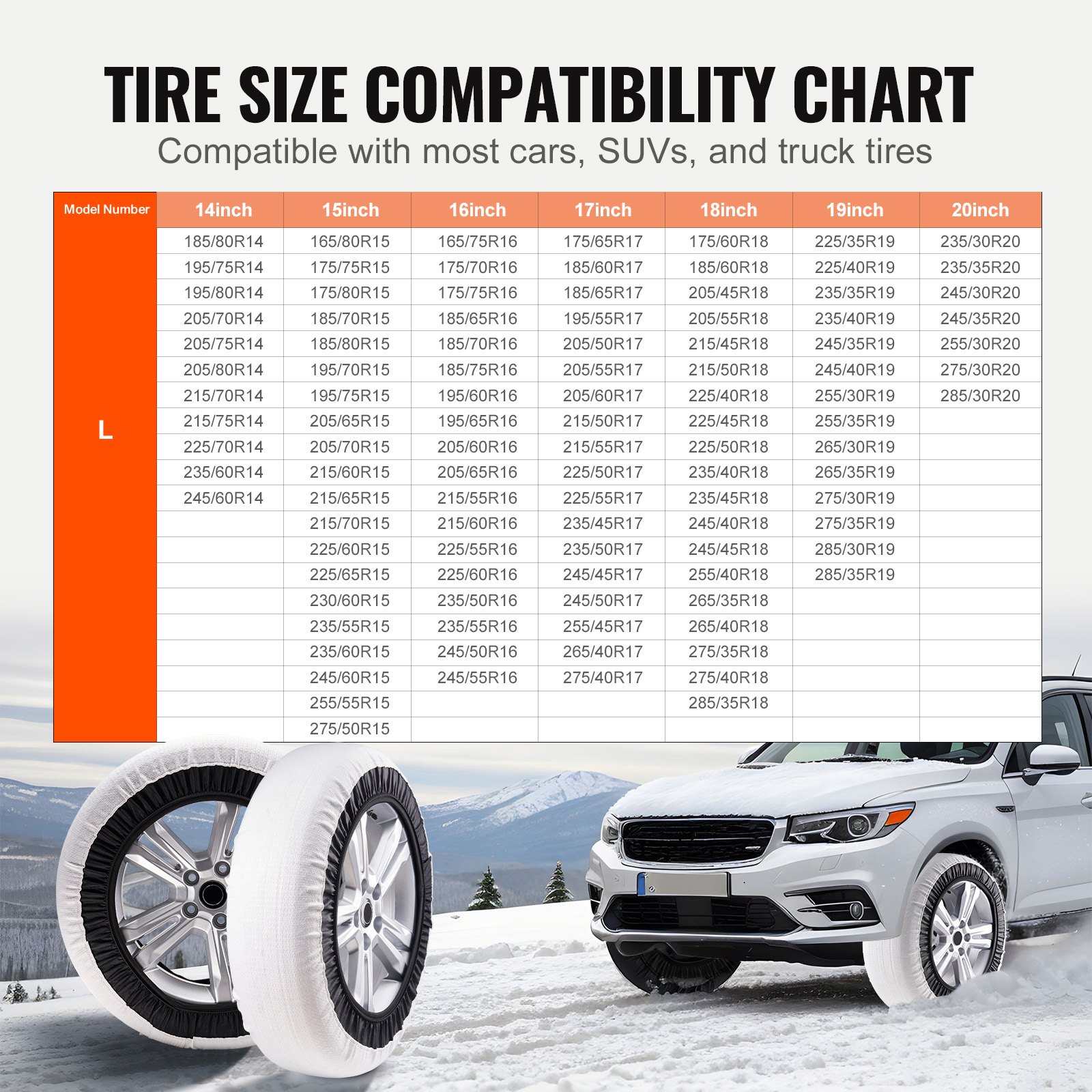 VEVOR 2PCS Thickened Snow Socks for Tires Snow Traction Tire Cover-Large