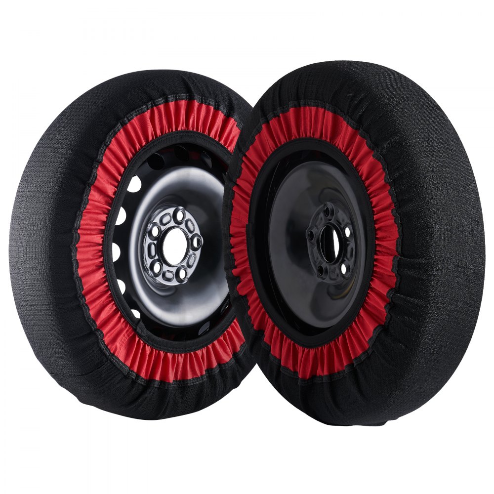 VEVOR Thickened Snow Socks for Tires, Polyester Fiber Tire Socks with Elastic Straps, Snow Traction Tire Cover for Car, SUV, Pickup and Truck (Pack of 2)-Extra Large