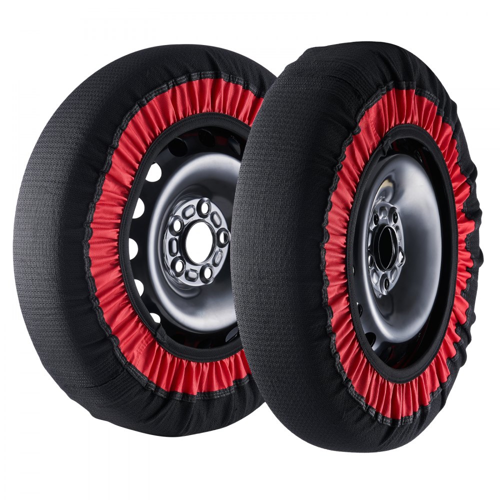VEVOR Thickened Snow Socks for Tires, Polyester Fiber Tire Socks with Elastic Straps, Snow Traction Tire Cover for Car, SUV, Pickup and Truck (Pack of 2)-Extra Large