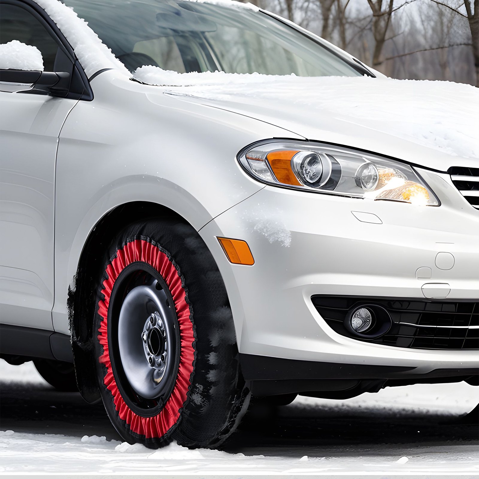 VEVOR Thickened Snow Socks for Tires, Polyester Fiber Tire Socks with Elastic Straps, Snow Traction Tire Cover for Car, SUV, Pickup and Truck (Pack of 2)-Extra Large