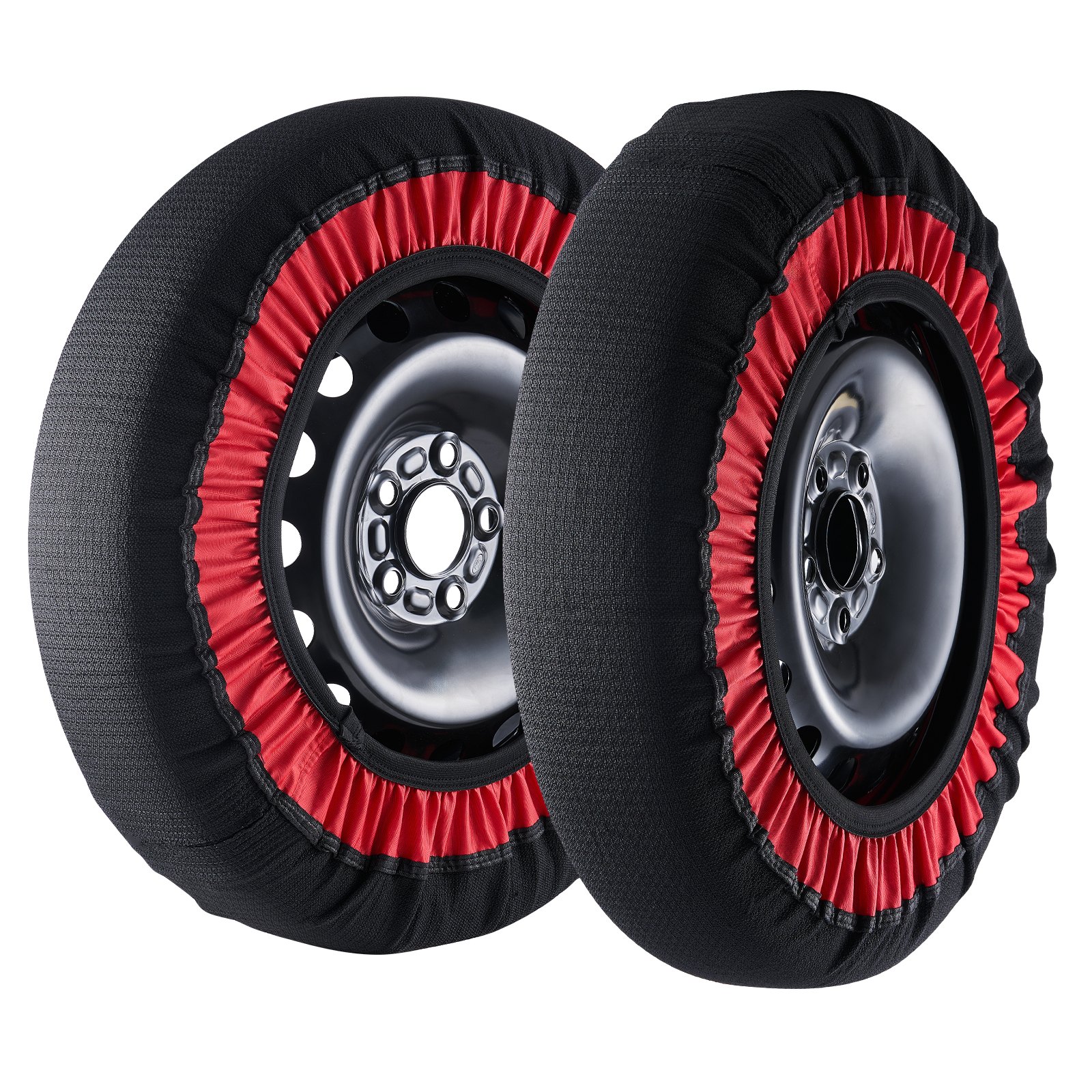 VEVOR Thickened Snow Socks for Tires, Polyester Fiber Tire Socks with Elastic Straps, Snow Traction Tire Cover for Car, SUV, Pickup and Truck (Pack of 2)-Extra Large