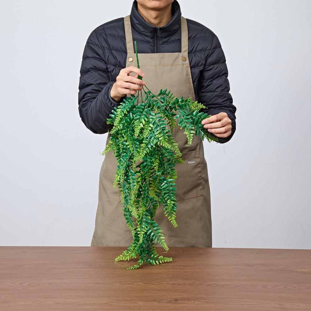 VEVOR Artificial Ferns, 12 Pcs Fake Hanging Boston Fern Bush Plant with 813 mm Hanging Length, Plastic Faux Greenery for Indoor/Outdoor Decor, For Wall, Wedding Party, Home, Porch Garden, No Basket