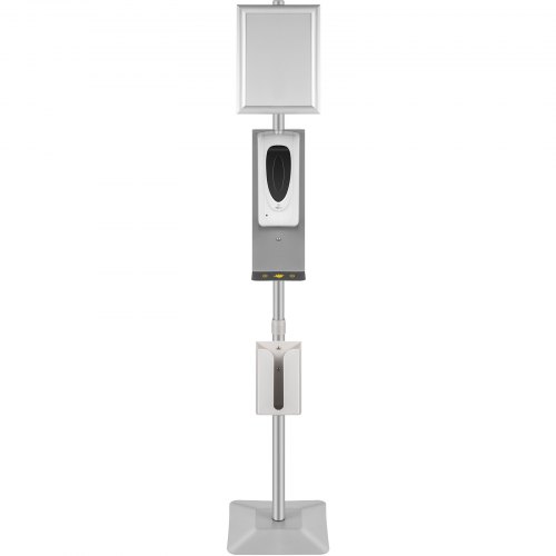 VEVOR Automatic Hand Dispenser with Stand, Infrared Sensing Sanitizing Station with Signboard & Tissue Box, 1000 mL Hand Sanitizer Dispenser, 55''-63'' H Hand Sanitizer Stand for Home & Public Areas