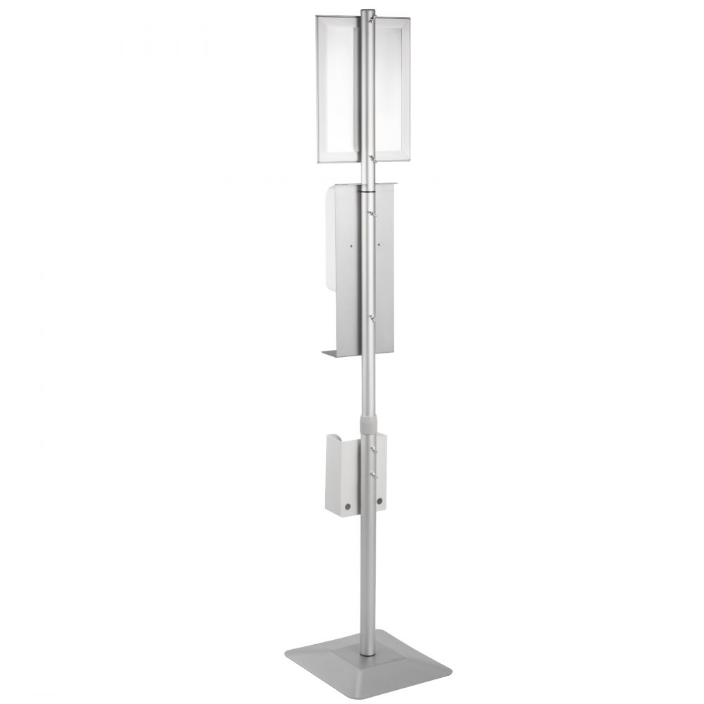 VEVOR Automatic Hand Dispenser Stand 1000ml Infrared Sensing Dispenser 3 Nozzle Modes with Signboard & Tissue Box Hand Dispenser 55''-63'' Height Adjustable for Home Hospital & Public Areas