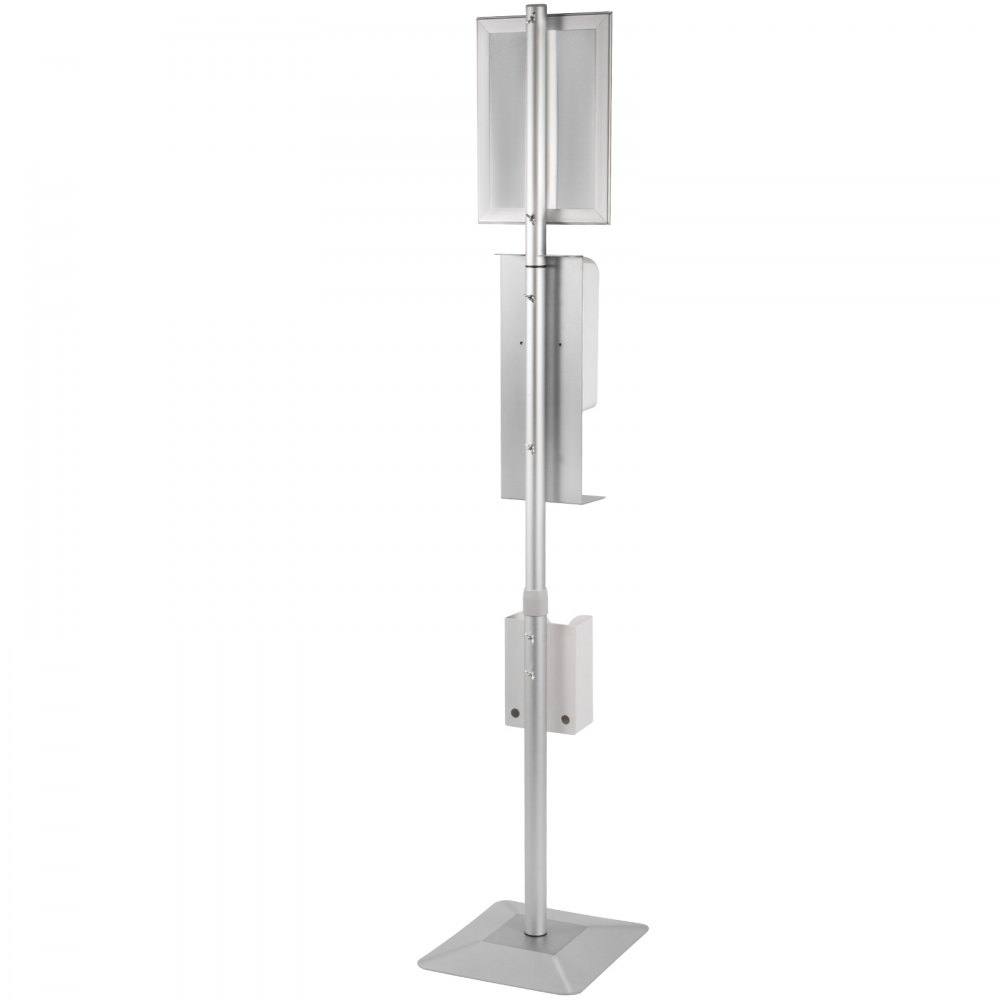 VEVOR Automatic Hand Dispenser Stand 1000ml Infrared Sensing Dispenser 3 Nozzle Modes with Signboard & Tissue Box Hand Dispenser 55''-63'' Height Adjustable for Home Hospital & Public Areas
