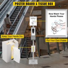 VEVOR Automatic Hand Dispenser with Stand, Infrared Sensing Sanitizing Station with Signboard & Tissue Box, 1000 mL Hand Sanitizer Dispenser, 55''-63'' H Hand Sanitizer Stand για το σπίτι και τους κοινόχρηστους χώρους