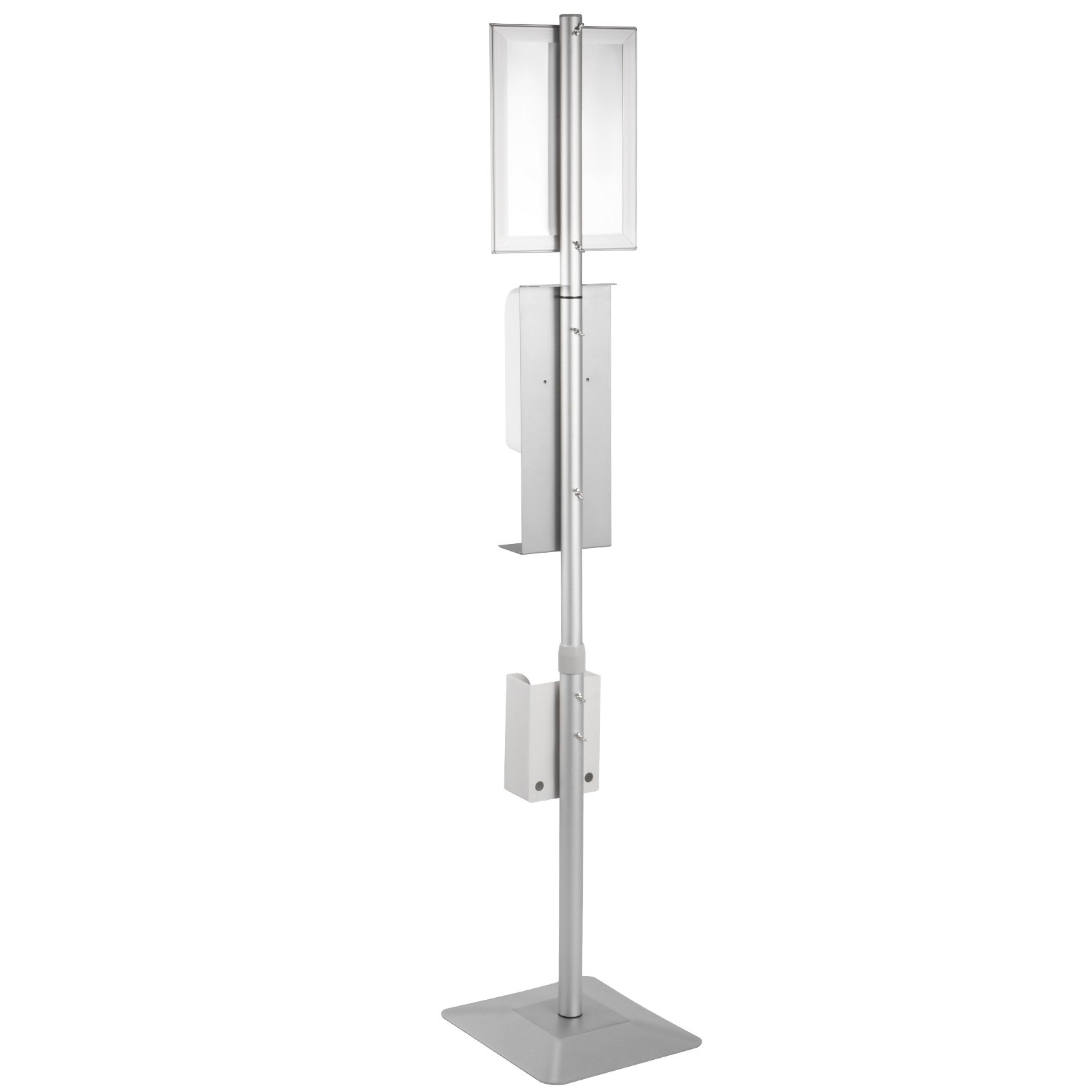 VEVOR Automatic Hand Dispenser Stand 1000ml Infrared Sensing Dispenser 3 Nozzle Modes with Signboard & Tissue Box Hand Dispenser 55''-63'' Height Adjustable for Home Hospital & Public Areas