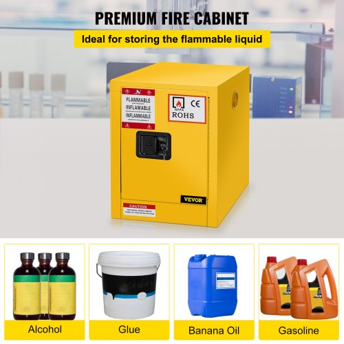 11 Gallon Safety Cabinet 16.9" X 16.9" X 18.1" Hazardous Hinges Manual Hot