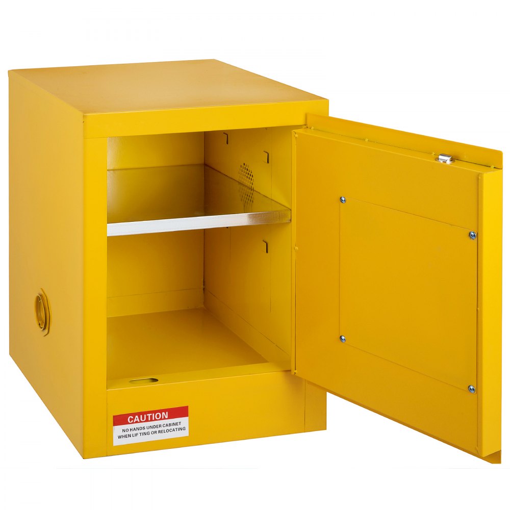 36 Gallon Yellow Safety Storage Cabinet Single Door Leak-proof Warning Label