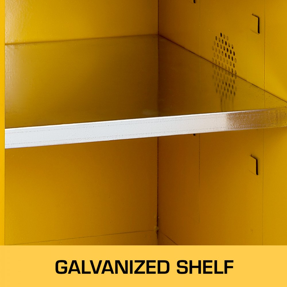 36 Gallon Yellow Safety Storage Cabinet Single Door Leak-proof Warning Label