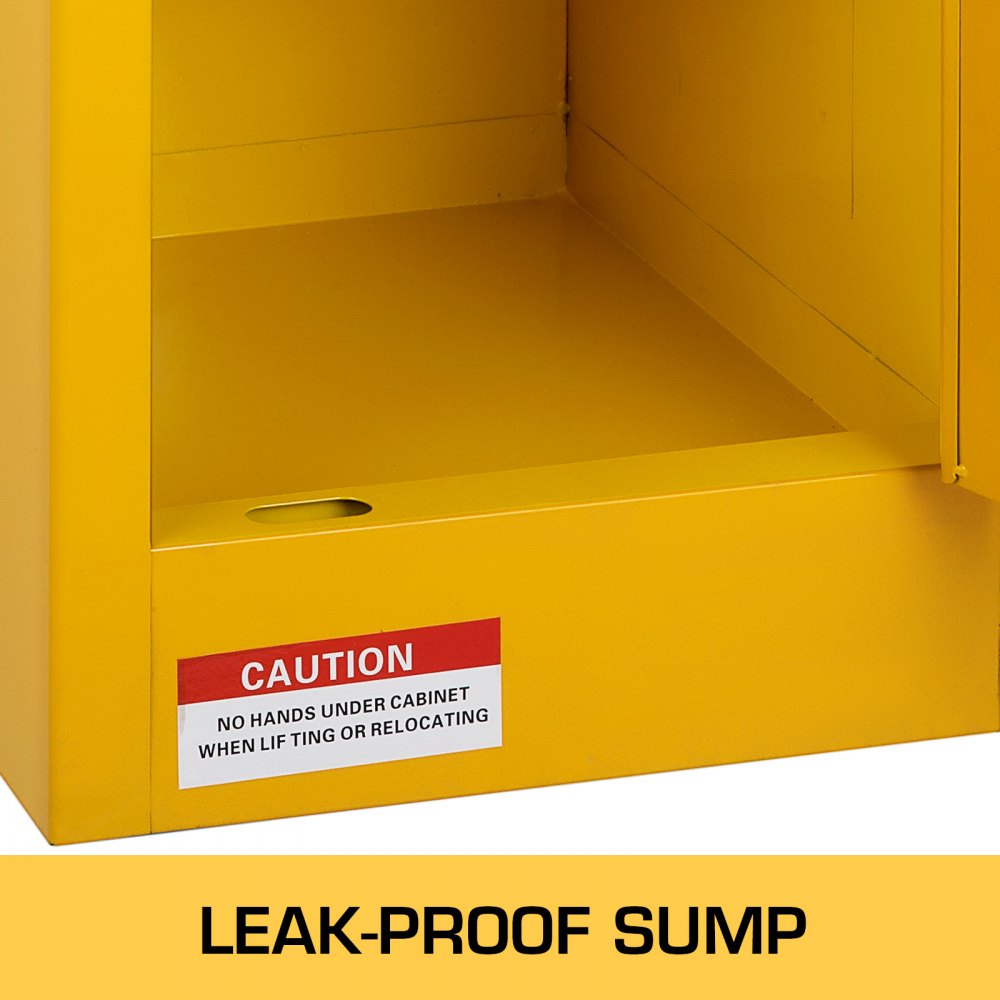 36 Gallon Yellow Safety Storage Cabinet Single Door Leak-proof Warning Label