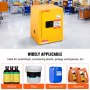 12 Gallon Safety Cabinet for Flammable Liquids Single door and Manual Close Yellow Hazardous Storage