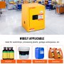 VEVOR 12 Gallon Safety Cabinet for Flammable Liquids Single door and Manual Close Yellow Hazardous Storage