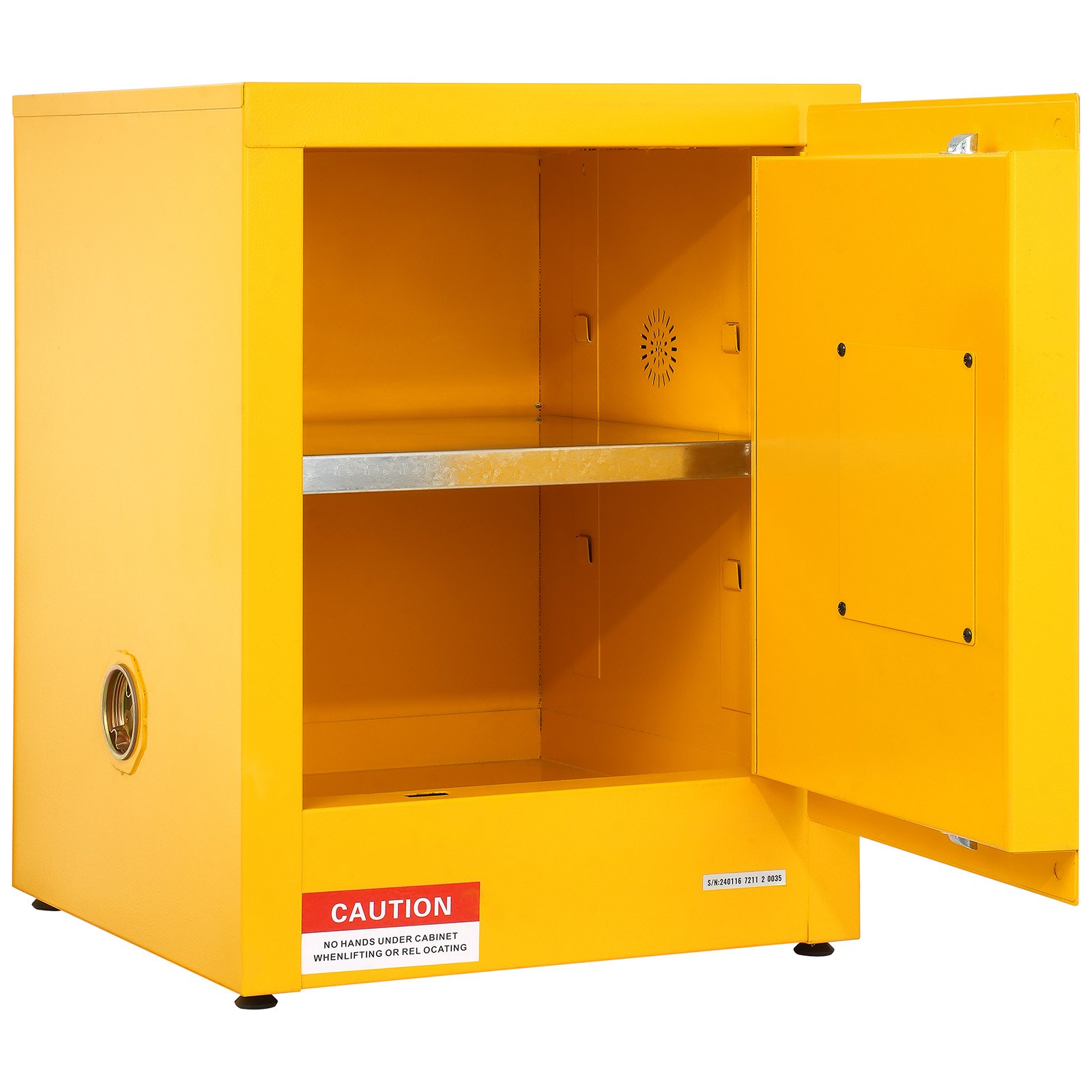 VEVOR Flammable Safety Cabinet, 12 Gal, Cold-Rolled Steel Flammable Liquid Storage Cabinet, 16.9 x 16.9 x 22 in Explosion Proof with 1 Adjustable Shelf 1 Door for Commercial Industrial Use, Yellow