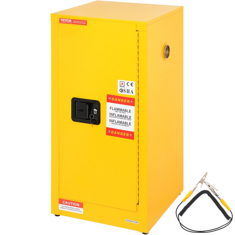 VEVOR 30 Gal Capacity Safety Storage Cabinet for Flammable Liquids 1 Manual Doors