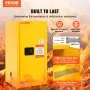 VEVOR Flammable Safety Cabinet, 60 L, Cold-Rolled Steel Flammable Liquid Storage Cabinet, 46 x 46 x 90 cm Explosion Proof with 2 Adjustable Shelves 1 Door for Commercial Industrial Use, Yellow