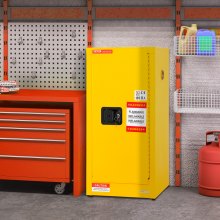 VEVOR Flammable Safety Cabinet, 16 Gal, Cold-Rolled Steel Flammable Liquid Storage Cabinet, 18.1 x 18.1 x 35.4 in Explosion Proof with 2 Adjustable Shelves 1 Door for Commercial Industrial Use, Yellow