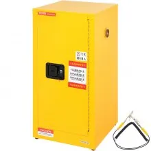 VEVOR Flammable Safety Cabinet, 16 Gal, Cold-Rolled Steel Flammable Liquid Storage Cabinet, 18.1 x 18.1 x 35.4 in Explosion Proof with 2 Adjustable Shelves 1 Door for Commercial Industrial Use, Yellow