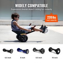 VEVOR Hoverboard Seat Attachment, Compatible with All 16.5cm20.3cm21.6cm25.4 Hoverboards,Grips Control,Adjustable Frame Length and 99.8 kg Load Capacity,Hover Board Go Karts Accessory,for Kids Adults