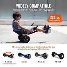 VEVOR Siège de fixation pour hoverboard, compatible avec tous les hoverboards de 6,5", 8", 8,5", 10", contrôle des poignées, longueur du cadre réglable et capacité de charge de 220 lb, accessoire pour hoverboard Go Karts, pour enfants et adultes