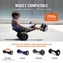VEVOR Hoverboard Seat Attachment, Compatible with All 6.5" 8" 8.5" 10" Hoverboards, Grips Control, Adjustable Frame Length and 220 LBS Load Capacity, Hover Board Go Karts Accessory, for Kids Adults