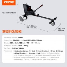 VEVOR Siège de fixation pour hoverboard, compatible avec tous les hoverboards de 6,5", 8", 8,5", 10", contrôle des poignées, longueur du cadre réglable et capacité de charge de 220 lb, accessoire pour hoverboard Go Karts, pour enfants et adultes