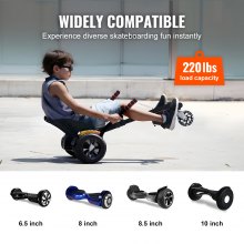 VEVOR Hoverboard Seat Attachment,for 16.5cm20.3cm21.6cm25.4cmHoverboards,with LED Lights,Grips Control,Adjustable Frame Length and 99.8 kg Load Capacity,Hover Board Go Karts Accessory, for Kids Adults