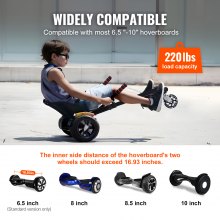 VEVOR Hoverboard Seat Attachment,for 16.5cm20.3cm21.6cm25.4cmHoverboards,with LED Lights,Grips Control,Adjustable Frame Length and 99.8 kg Load Capacity,Hover Board Go Karts Accessory, for Kids Adults