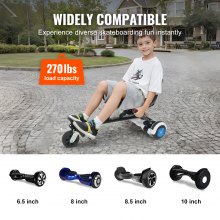 VEVOR Hoverboard Seat Attachment, for 6.5" 8" 8.5" 10" Hoverboards, Dual Shock Absorption System, Grips Control, Adjustable Length 270 LBS load Capacity, Hover Board Buggy Attachment, for Kids Adults