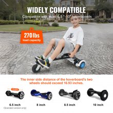 VEVOR Hoverboard Seat Attachment, for 6.5" 8" 8.5" 10" Hoverboards, Dual Shock Absorption System, Grips Control, Adjustable Length 270 LBS load Capacity, Hover Board Buggy Attachment, for Kids Adults