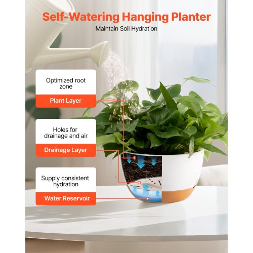 VEVOR 10 Inch Hanging Planter - 2 pieces, 15.75 in