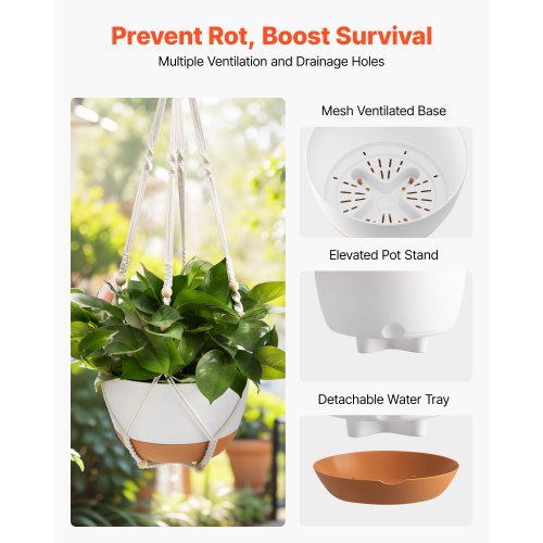 VEVOR 10 Inch Hanging Planter - 2 pieces, 15.75 in