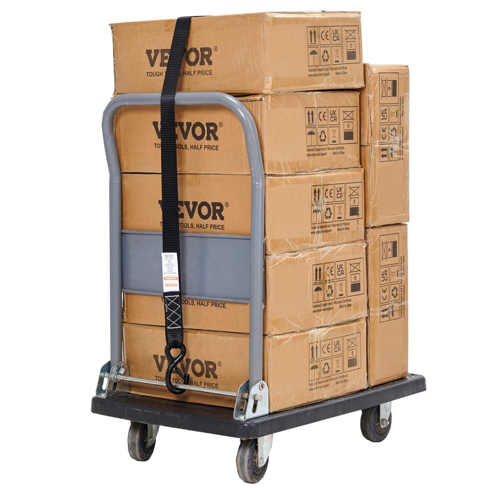 VEVOR Ratchet Tie Down Straps (4 Pack), 2362 kg Max Break Strength, Includes 4 Premium 1.6" x 8' Rachet Tie Downs with Padded Handles, for Moving Securing Cargo, Appliances, Lawn Equipment, Motorcycle