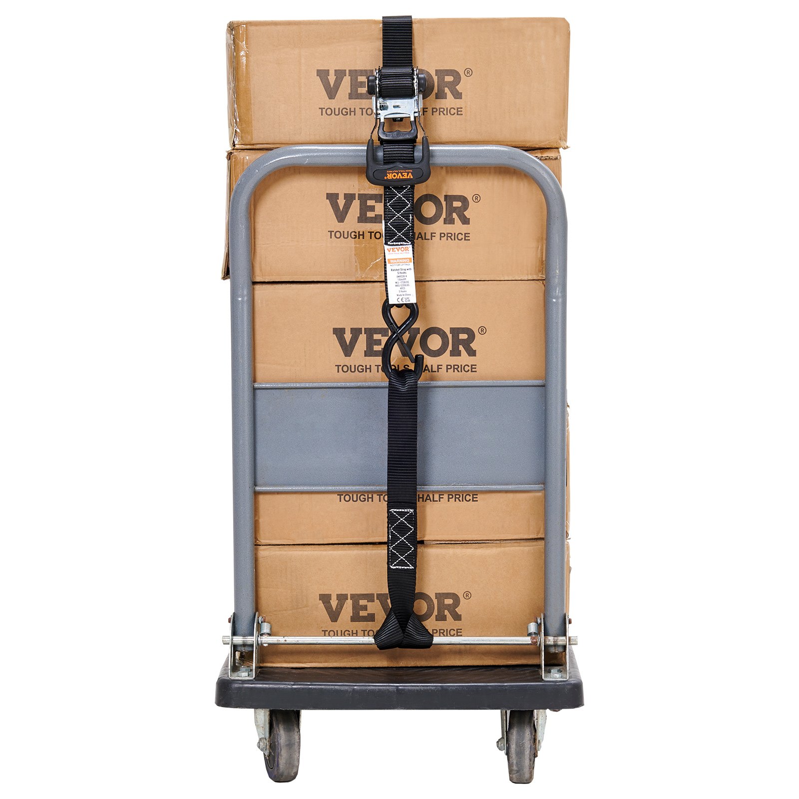 VEVOR Ratchet Tie Down Straps (4PK), 5208 lb Max Break Strength, Includes 4 Premium 1.6" x 8' Rachet Tie Downs with Padded Handles, for Moving Securing Cargo, Appliances, Lawn Equipment, Motorcycle