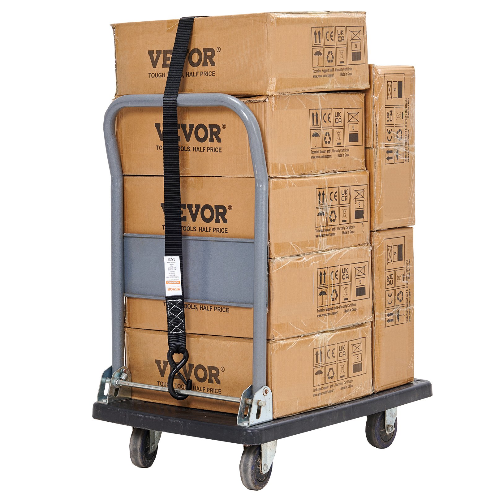 VEVOR Ratchet Tie Down Straps (4PK), 5208 lb Max Break Strength, Includes 4 Premium 1.6" x 8' Rachet Tie Downs with Padded Handles, for Moving Securing Cargo, Appliances, Lawn Equipment, Motorcycle