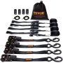VEVOR Ratchet Tie Down Straps (4PK), 2200 lb Maks Break Strength, Inkluderer 4 Premium 1" x 15" Rachet Tie Downs med polstrede håndtak, for flytting av sikring av last, apparater, plenutstyr, motorsykkel