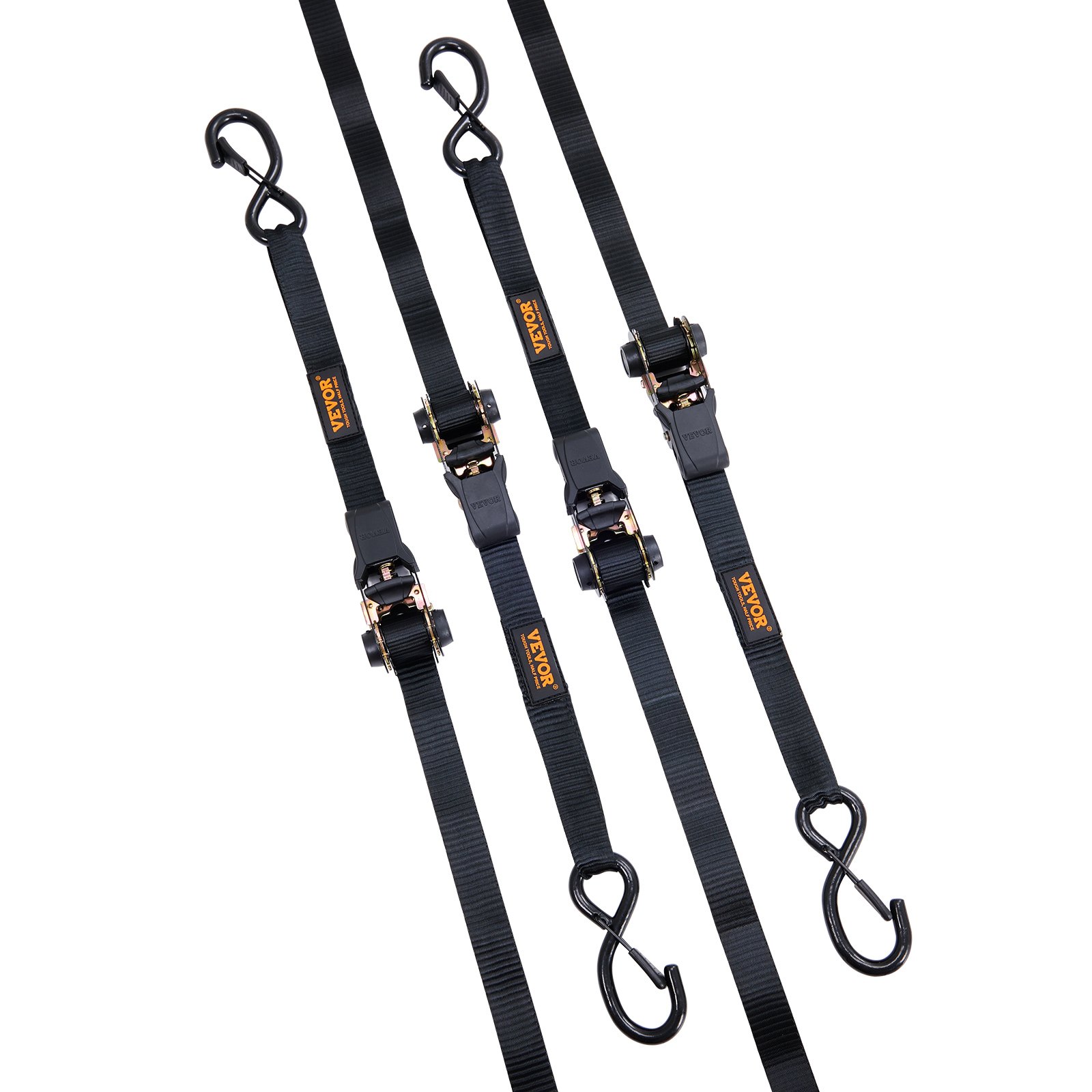 VEVOR 4 Pack Ratchet Tie Down Straps 2200 lbs 1"x15' Heavy Duty for Cargo