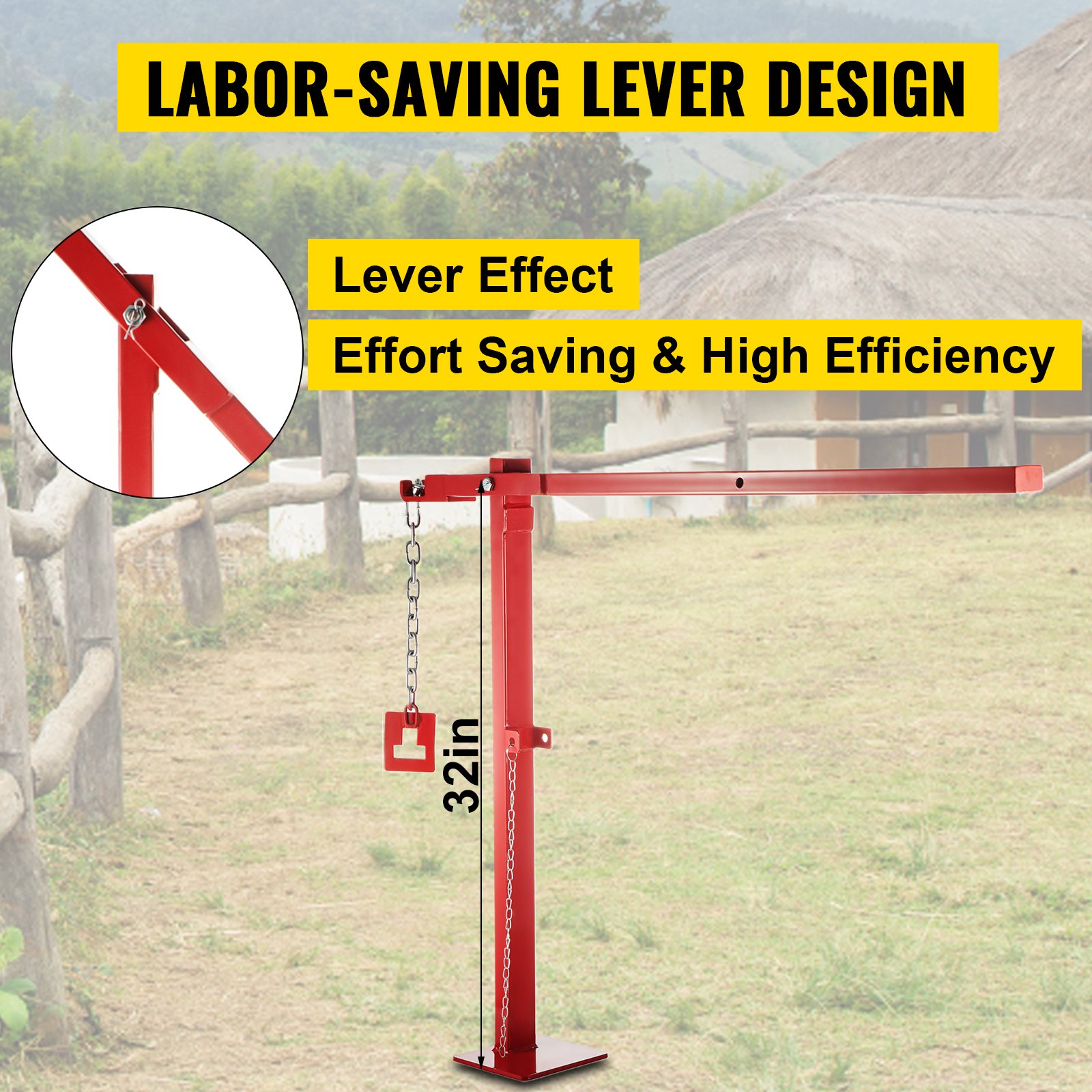 VEVOR T Post Chain Set, 15 3/4" Chain Remover Puller, T Chain Set Post Puller with 42" Long Chain Set and Choker and T-post chain, T Stake Puller for Round Fence Post, Sign Posts & Tree Stump