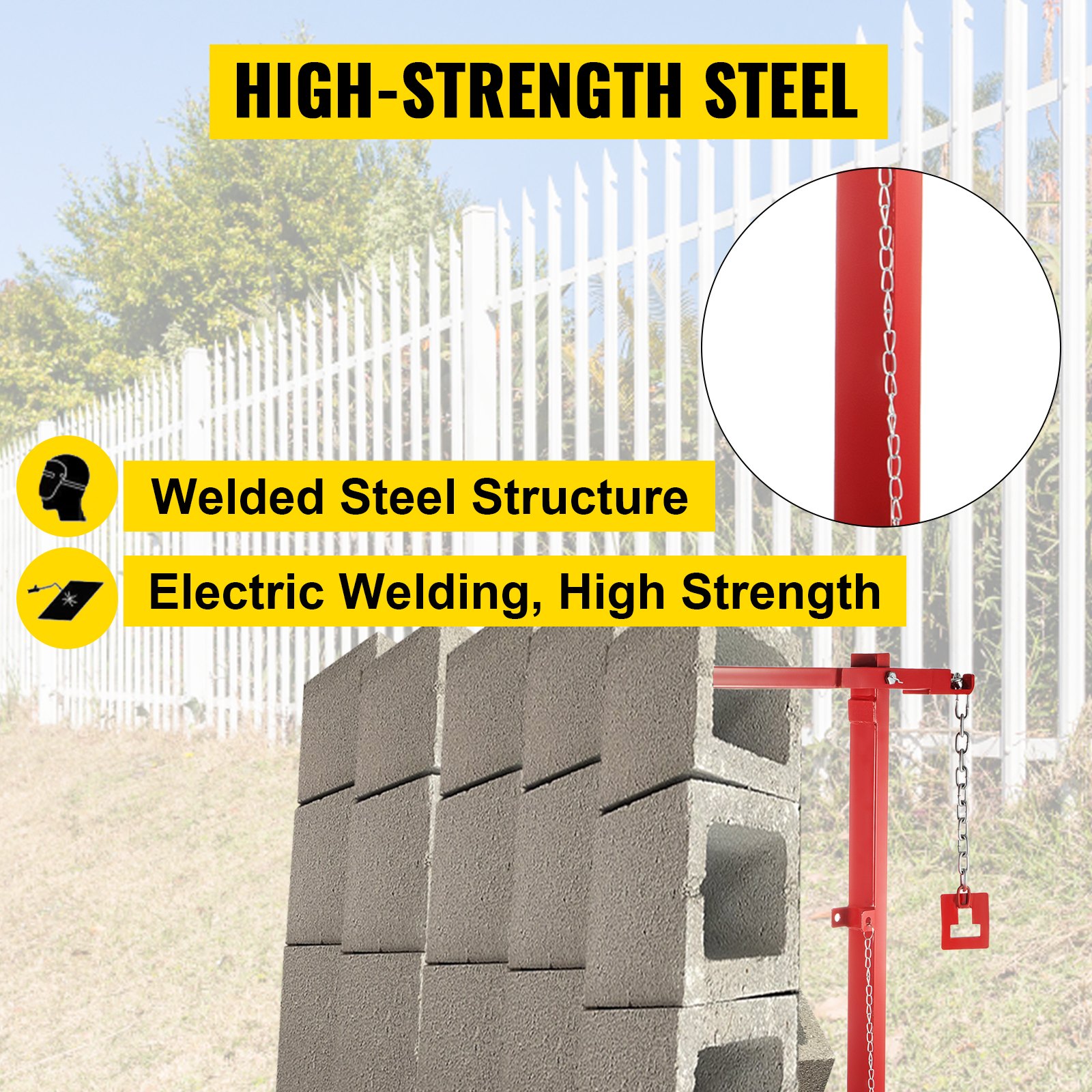 VEVOR T Post Chain Set, 15 3/4" Chain Remover Puller, T Chain Set Post Puller with 42" Long Chain Set and Choker and T-post chain, T Stake Puller for Round Fence Post, Sign Posts & Tree Stump