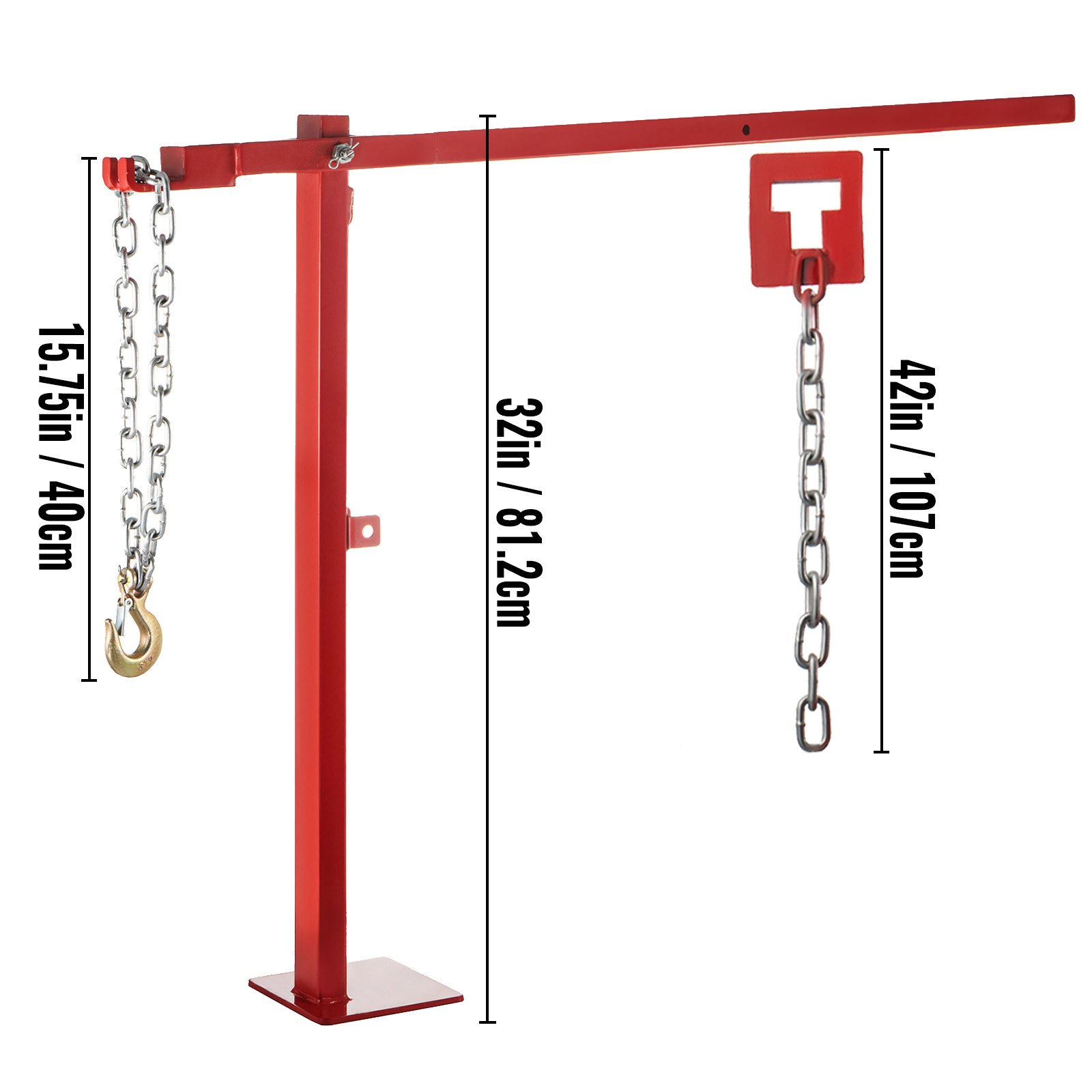 VEVOR T Post Chain Set, 15 3/4" Chain Remover Puller, T Chain Set Post Puller with 42" Long Chain Set and Choker and T-post chain, T Stake Puller for Round Fence Post, Sign Posts & Tree Stump