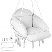 VEVOR Hamac Chaise pivotante Chaise suspendue en macramé avec coussin Intérieur et extérieur