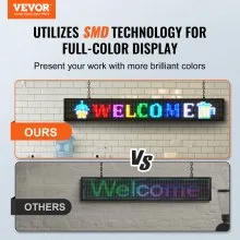 VEVOR Programmable LED Sign, P10 Full Color LED Scrolling Panel, DIY Custom Text Animation Pattern Display Board, WIFI USB Control Message Shop Sign for Store Business Party Bar Advertising 52"x8"