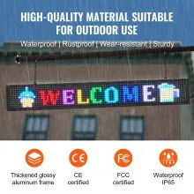 VEVOR Programmable LED Sign, P10 Full Color LED Scrolling Panel, DIY Custom Text Animation Pattern Display Board, WIFI USB Control Message Shop Sign for Store Business Party Bar Advertising 52"x8"