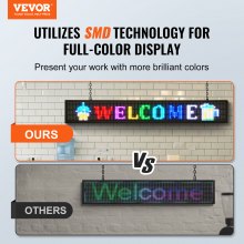 VEVOR Programmable LED Sign, P10 Full Color LED Scrolling Panel, DIY Custom Text Animation Pattern Display Board, WIFI USB Control Message Shop Sign for Store Business Party Bar Advertising 131x19cm