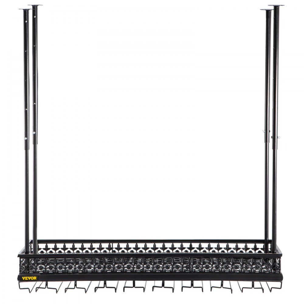 VEVOR Ceiling-Mounted Bar Wine Rack Wine Glass Hanging Rack 35.8x13in Black