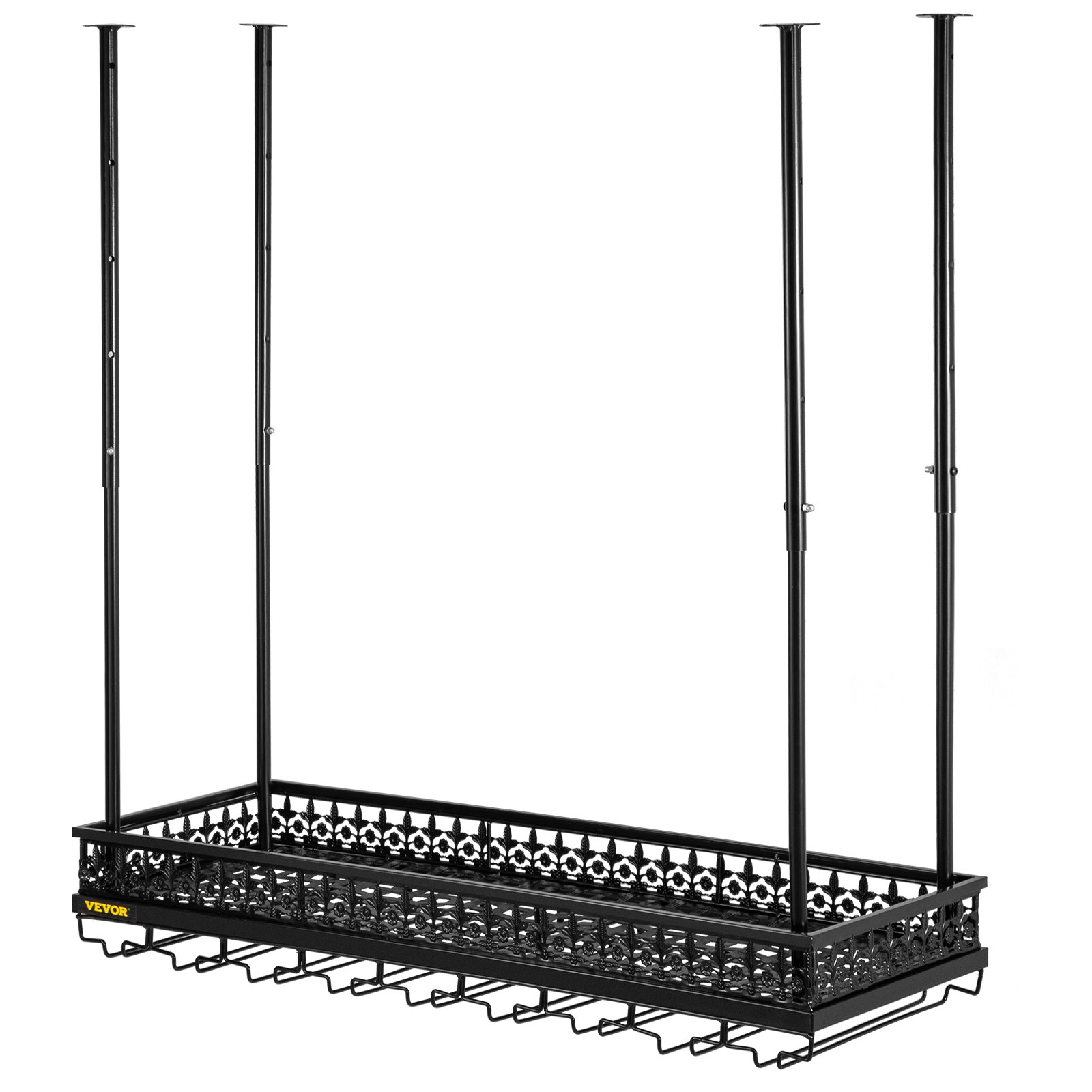 VEVOR Ceiling-Mounted Bar Wine Rack Wine Glass Hanging Rack 35.8x13in Black
