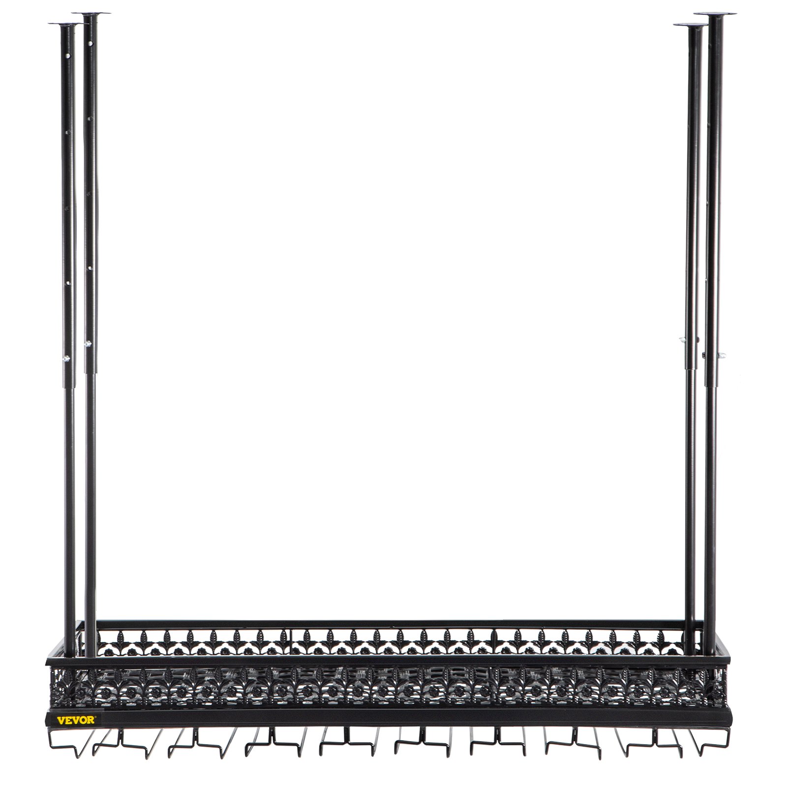 VEVOR Ceiling-Mounted Bar Wine Rack Wine Glass Hanging Rack 35.8x13in Black
