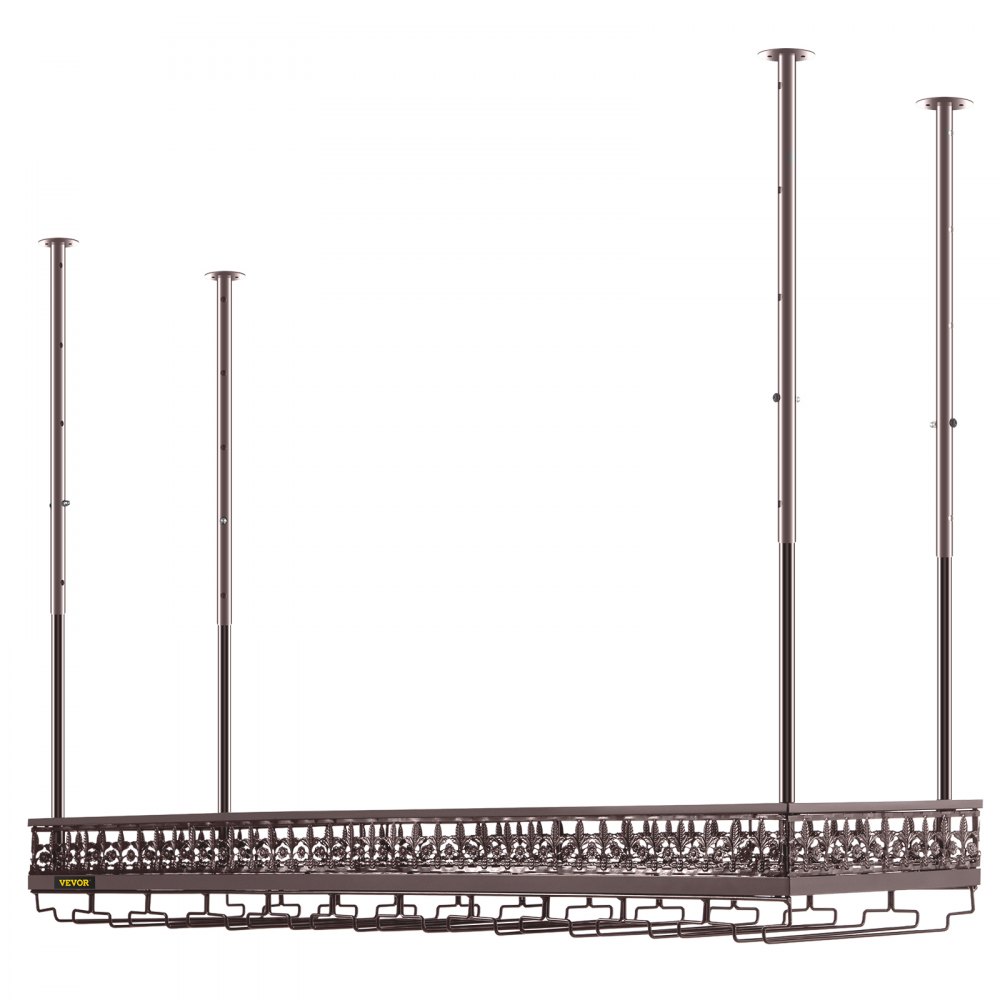 VEVOR - Estante para copas de vino de techo, 120 x 33 cm, altura ajustable de 48 a 90 cm, color cobre, ideal para bar, cafetería y cocina.