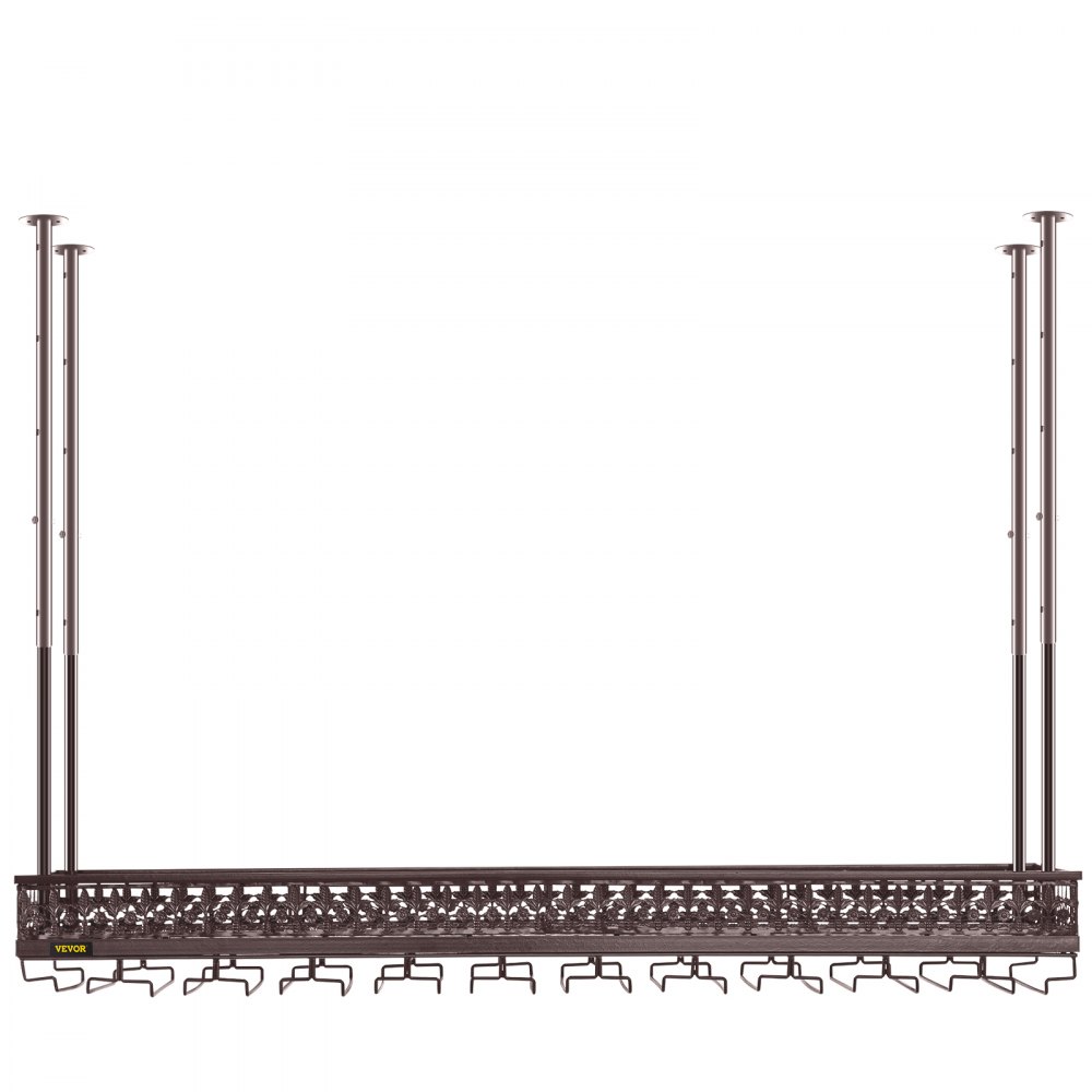 VEVOR - Estante para copas de vino de techo, 120 x 33 cm, altura ajustable de 48 a 90 cm, color cobre, ideal para bar, cafetería y cocina.