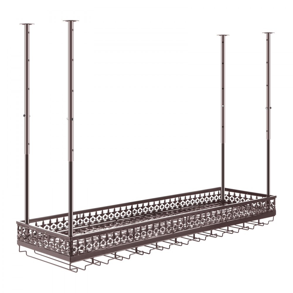 VEVOR - Estante para copas de vino de techo, 120 x 33 cm, altura ajustable de 48 a 90 cm, color cobre, ideal para bar, cafetería y cocina.
